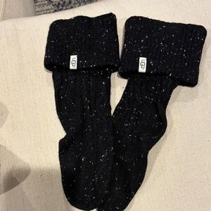 ugg rainboot fold socks black marbled